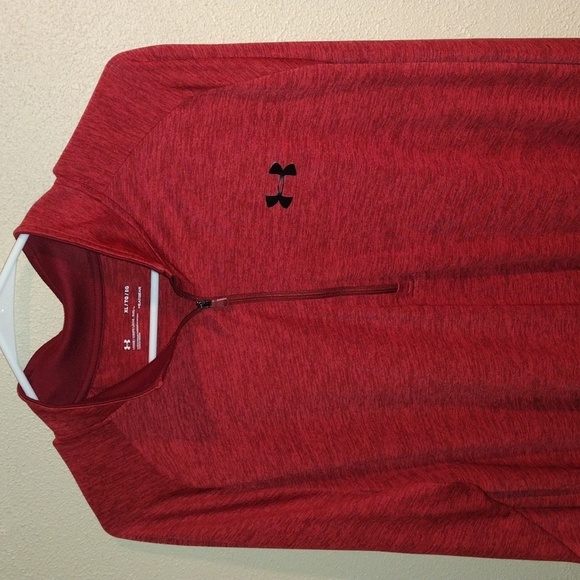 Men's UA Tech™ ½ Zip Long Sleeve Loose Fit Heather Red Pullover XL - Picture 4 of 8
